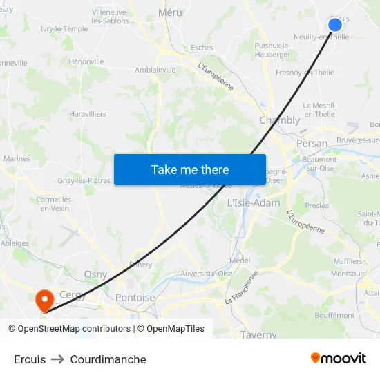 Ercuis to Courdimanche map