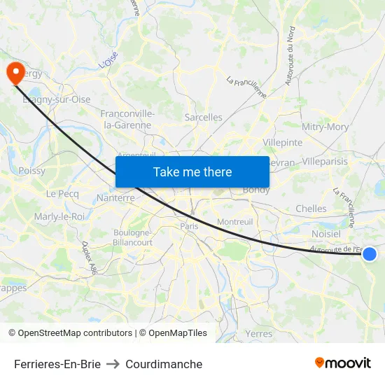 Ferrieres-En-Brie to Courdimanche map