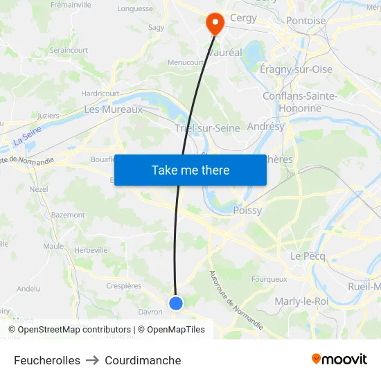 Feucherolles to Courdimanche map