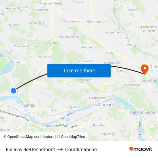 Follainville-Dennemont to Courdimanche map
