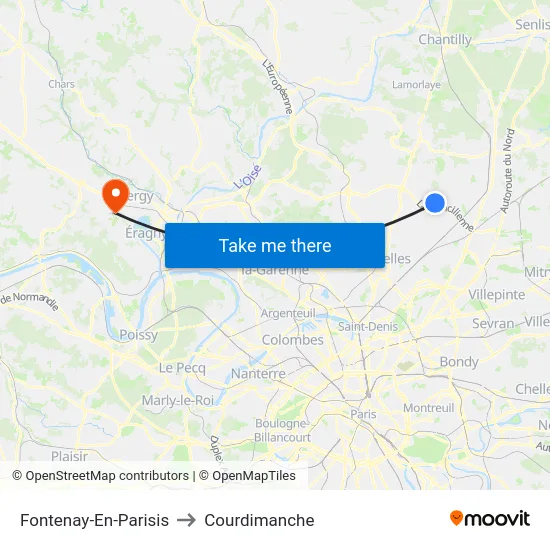 Fontenay-En-Parisis to Courdimanche map