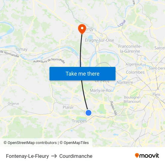Fontenay-Le-Fleury to Courdimanche map