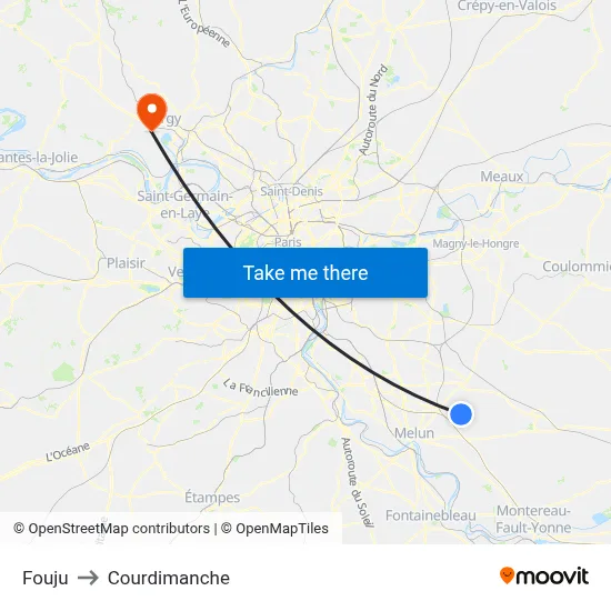 Fouju to Courdimanche map