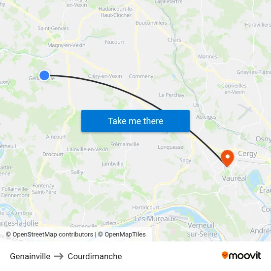 Genainville to Courdimanche map