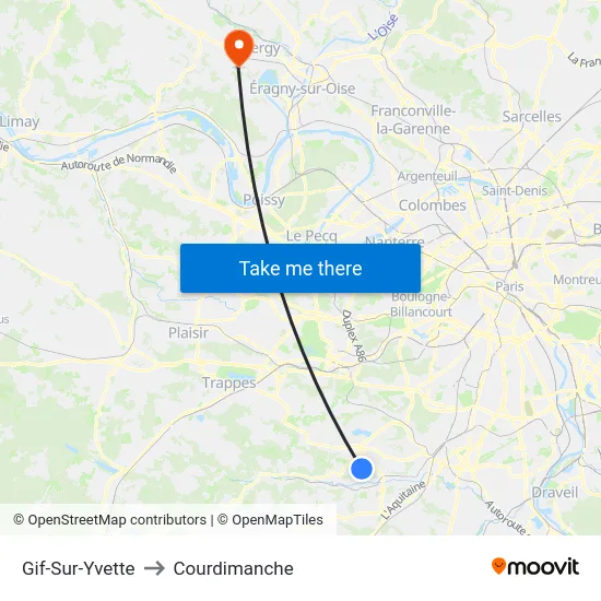 Gif-Sur-Yvette to Courdimanche map