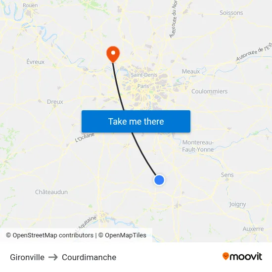 Gironville to Courdimanche map