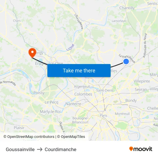 Goussainville to Courdimanche map
