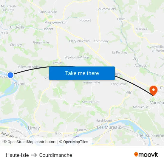 Haute-Isle to Courdimanche map