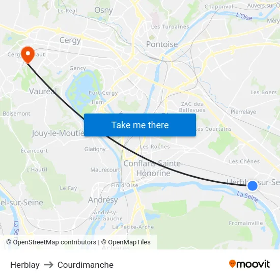 Herblay to Courdimanche map