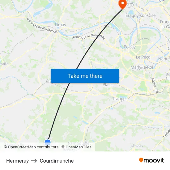 Hermeray to Courdimanche map