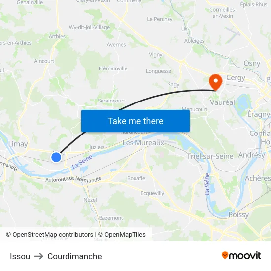 Issou to Courdimanche map