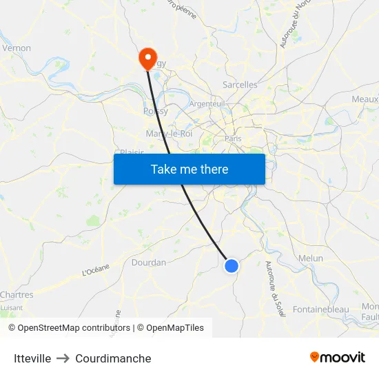 Itteville to Courdimanche map