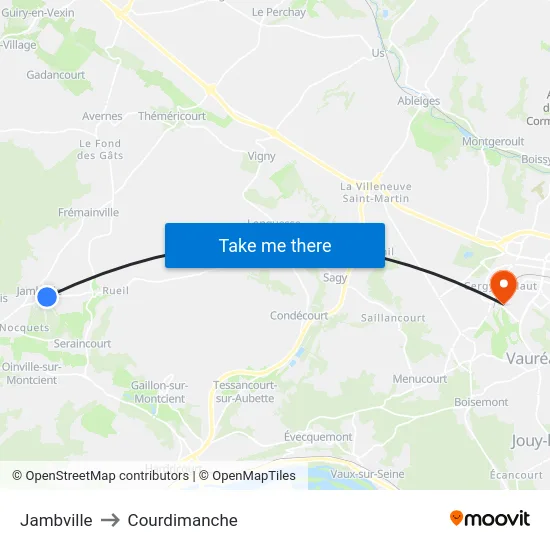 Jambville to Courdimanche map