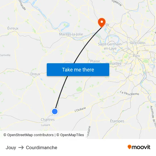 Jouy to Courdimanche map