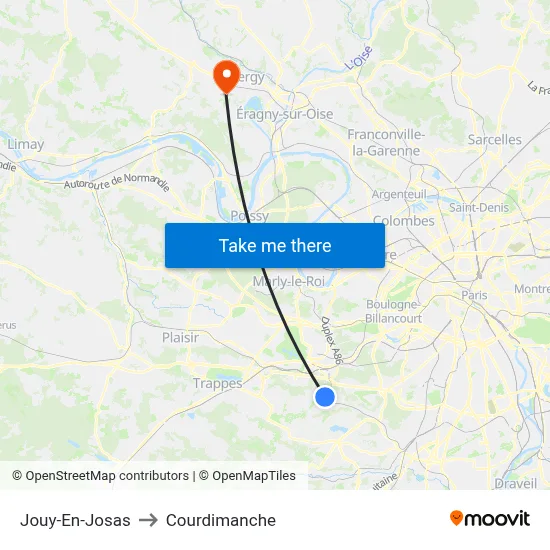 Jouy-En-Josas to Courdimanche map