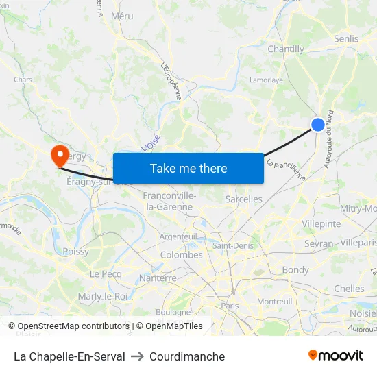 La Chapelle-En-Serval to Courdimanche map