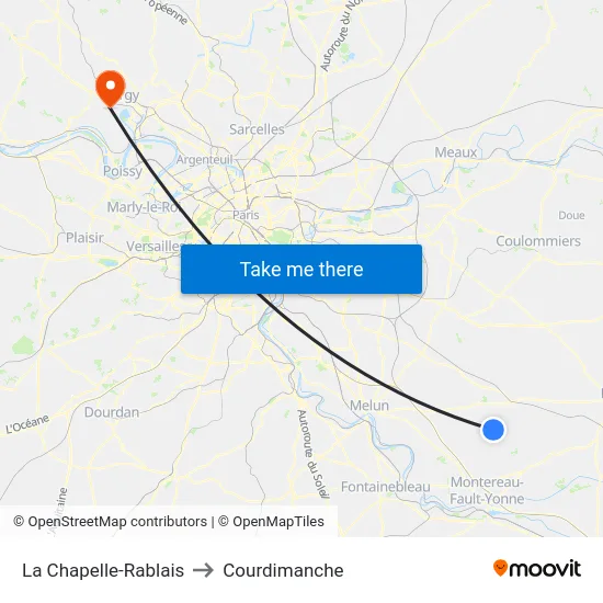 La Chapelle-Rablais to Courdimanche map