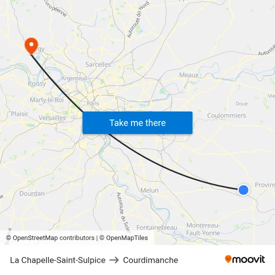 La Chapelle-Saint-Sulpice to Courdimanche map