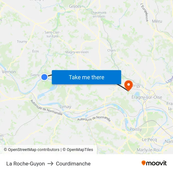 La Roche-Guyon to Courdimanche map