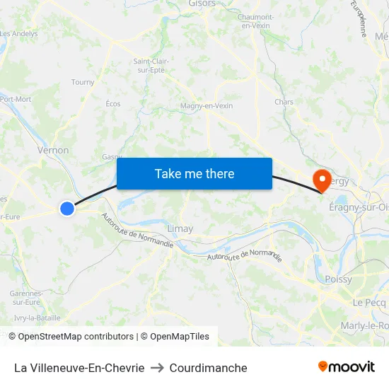La Villeneuve-En-Chevrie to Courdimanche map