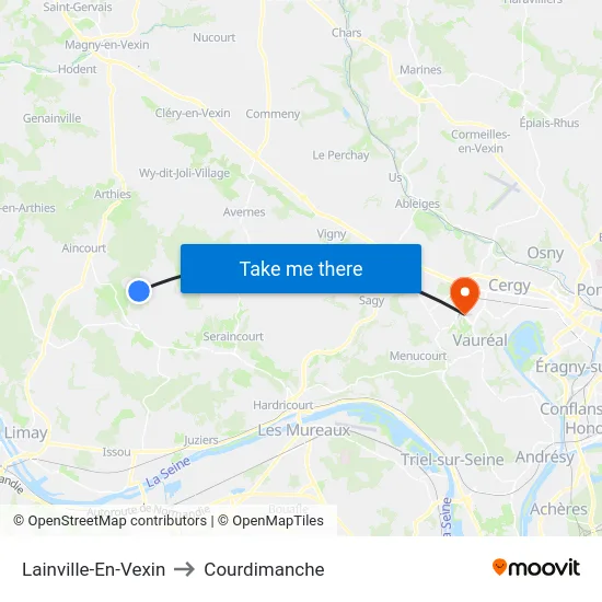 Lainville-En-Vexin to Courdimanche map
