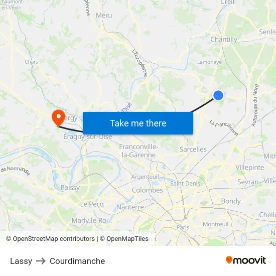 Lassy to Courdimanche map