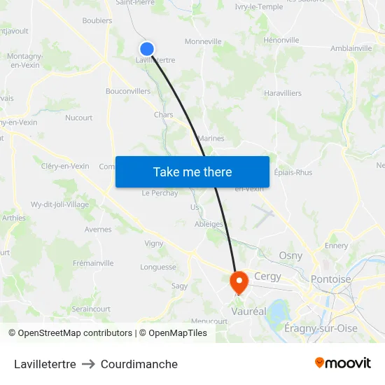 Lavilletertre to Courdimanche map