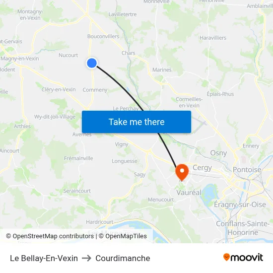 Le Bellay-En-Vexin to Courdimanche map