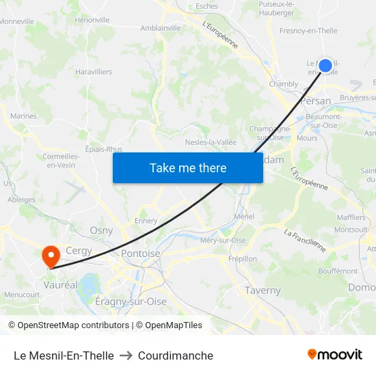 Le Mesnil-En-Thelle to Courdimanche map