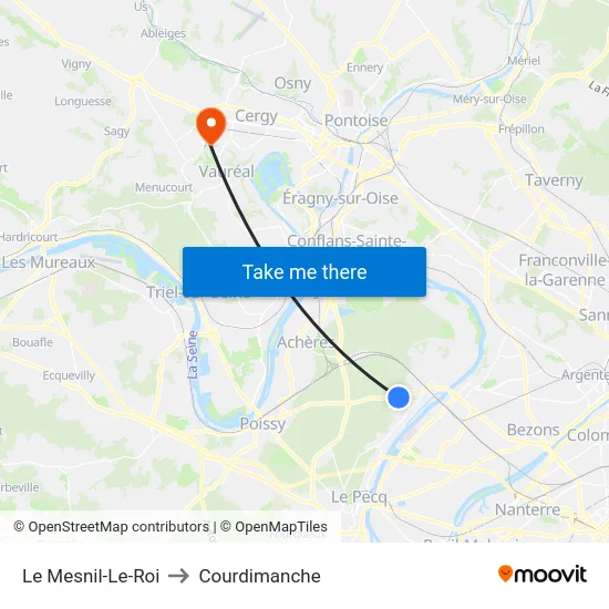 Le Mesnil-Le-Roi to Courdimanche map