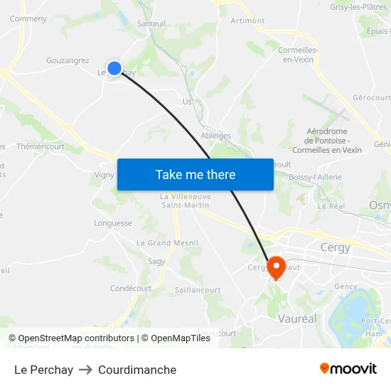 Le Perchay to Courdimanche map