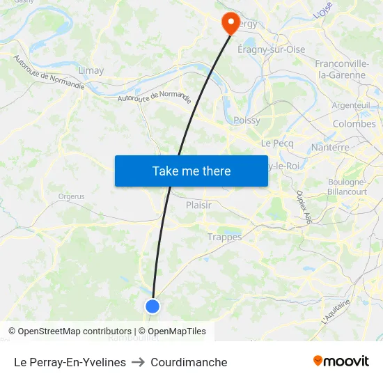 Le Perray-En-Yvelines to Courdimanche map