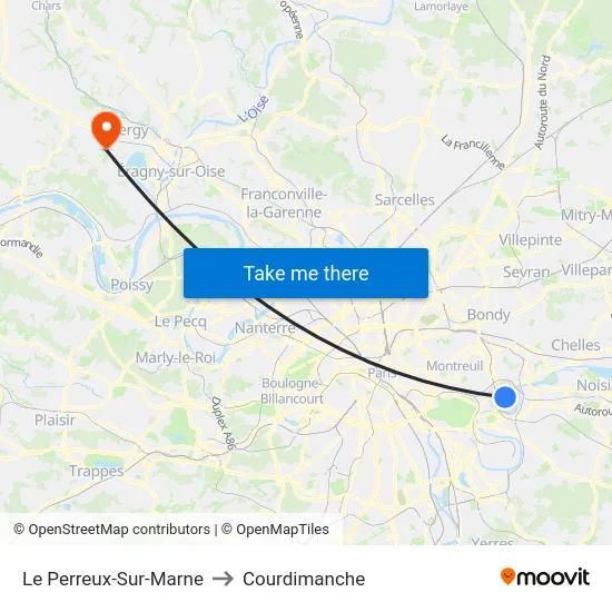 Le Perreux-Sur-Marne to Courdimanche map