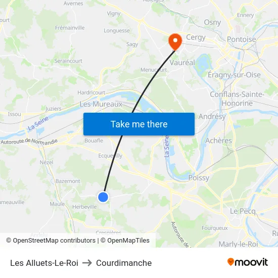 Les Alluets-Le-Roi to Courdimanche map