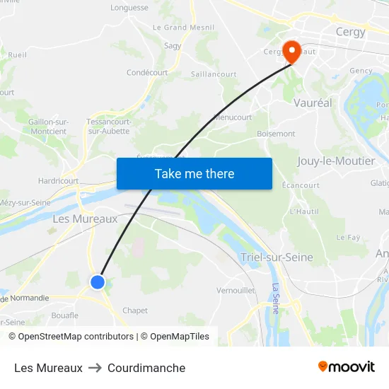 Les Mureaux to Courdimanche map