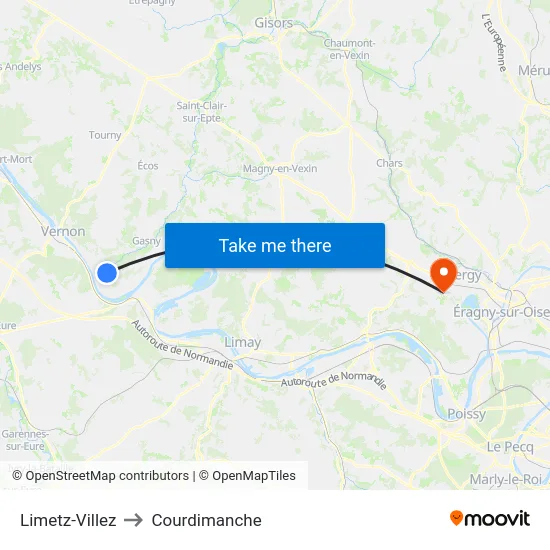 Limetz-Villez to Courdimanche map