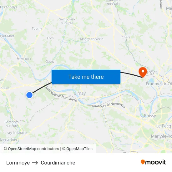 Lommoye to Courdimanche map
