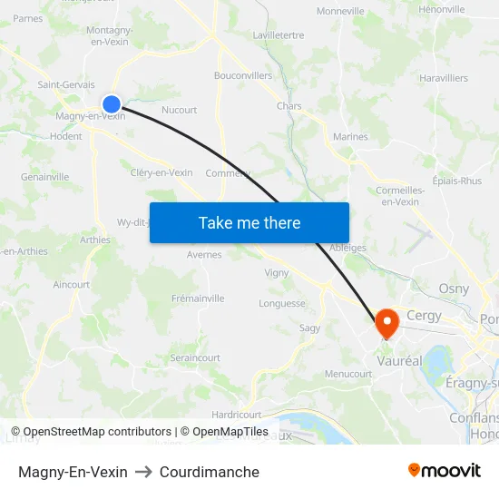 Magny-En-Vexin to Courdimanche map