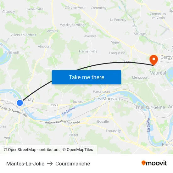 Mantes-La-Jolie to Courdimanche map