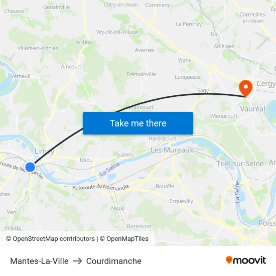 Mantes-La-Ville to Courdimanche map