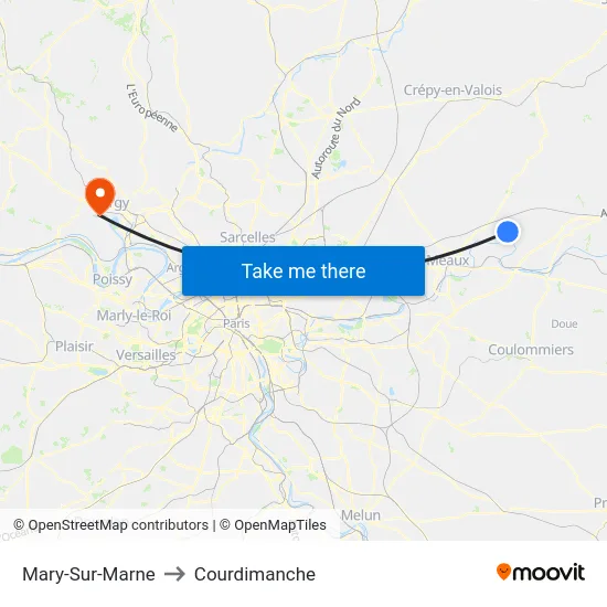 Mary-Sur-Marne to Courdimanche map