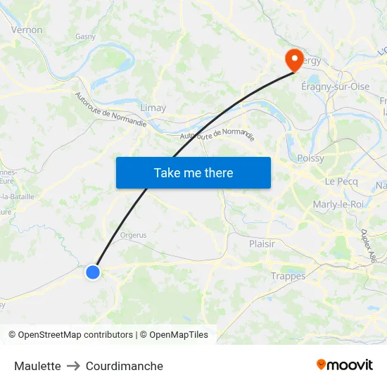 Maulette to Courdimanche map