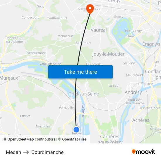 Medan to Courdimanche map