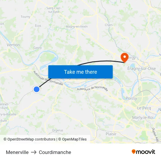 Menerville to Courdimanche map
