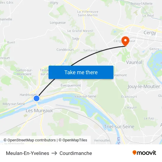 Meulan-En-Yvelines to Courdimanche map