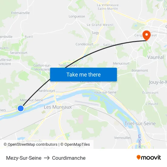 Mezy-Sur-Seine to Courdimanche map