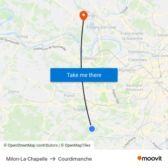 Milon-La-Chapelle to Courdimanche map