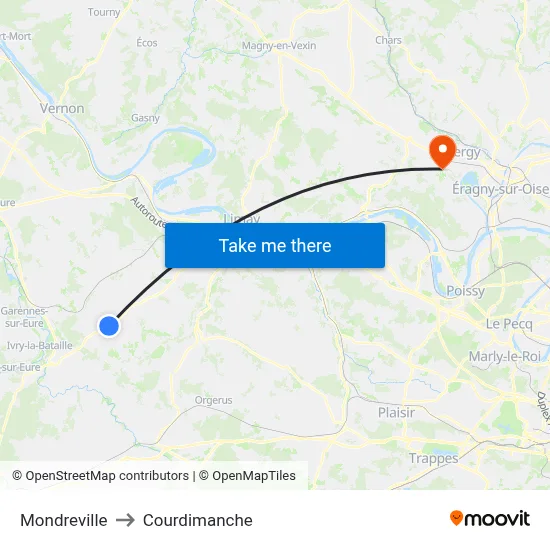 Mondreville to Courdimanche map