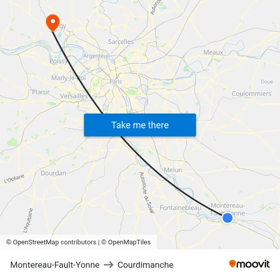 Montereau-Fault-Yonne to Courdimanche map