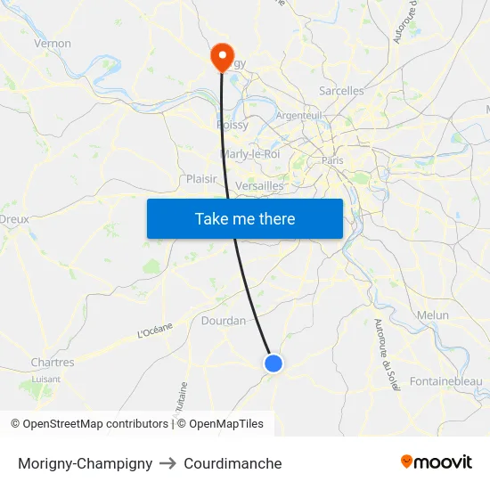 Morigny-Champigny to Courdimanche map